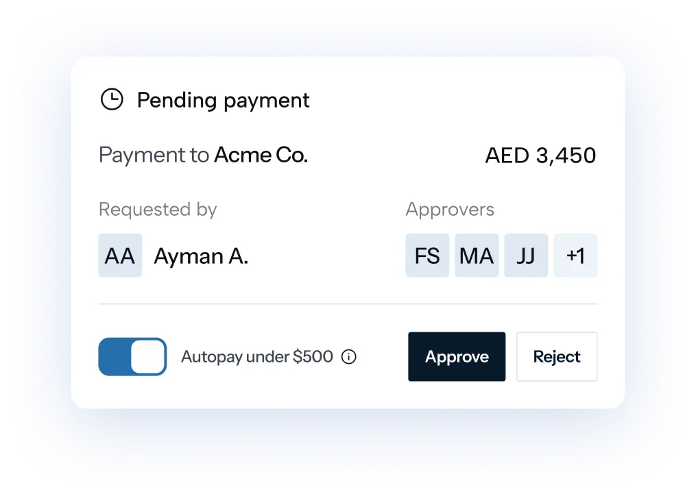 Payment request approval controls for a global finance team
